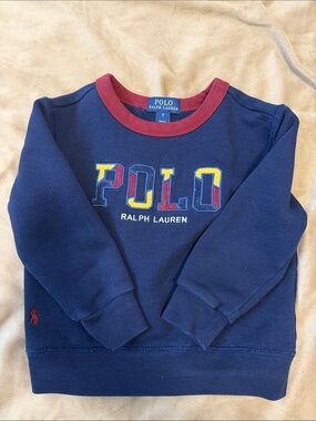 Polo by Ralph Lauren Navy Sweatshirt with Red Trim and Multicolor Logo